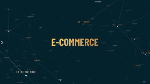 E-Commerce Digital Network Background with Binary Code Animation