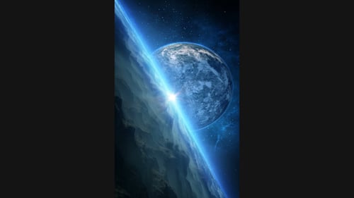 Flight Above Alien Planet Vertical Mobile Format Looped Background