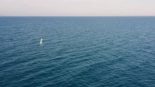 Aerial view of a windsurf in the ocean