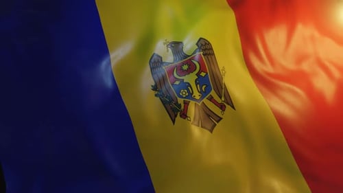 Realistic Moldovan Flag Waving Loop Animation