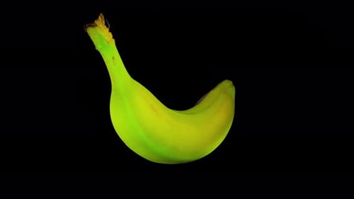 Yellow Banana Rotating on Black Background