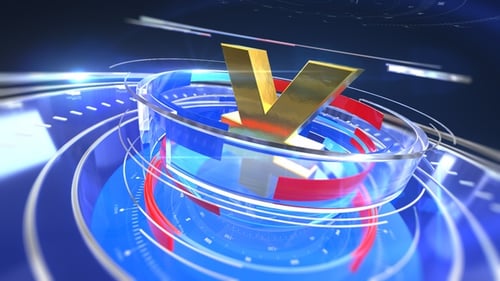 Futuristic 3D Golden Letter V Spinning Logo Reveal
