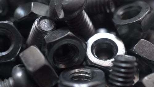 Close-Up of Metal Screws and Nuts