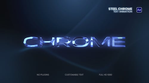 Animação de texto em aço cromado