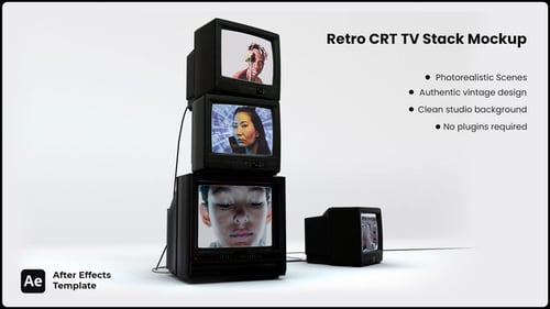 Retro CRT TV Stack Mockup | After Effects Template