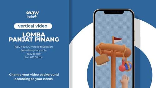 3 D Animation Lomba 17 Agustus - Transparent Background Loop