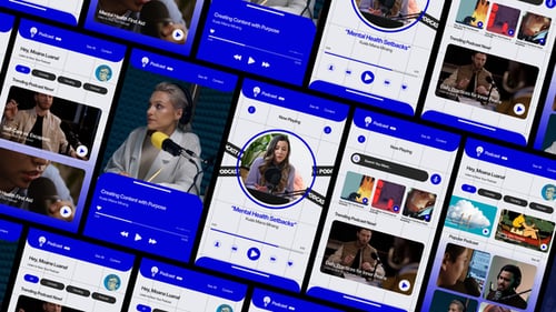 Animated Mobile Podcast Application Interface Showcase