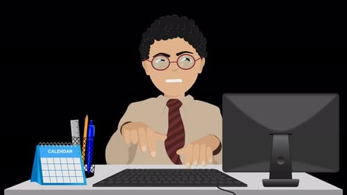 Stressed Man Working On The Computer