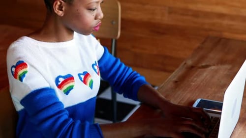 Woman Working, Laptop, Coffee, and Smartphone