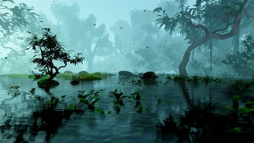 Enchanting Misty Forest Swamp Environment Animation