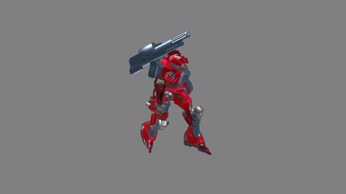 3D Futuristic Red Combat Robot Walking Cycle Animation