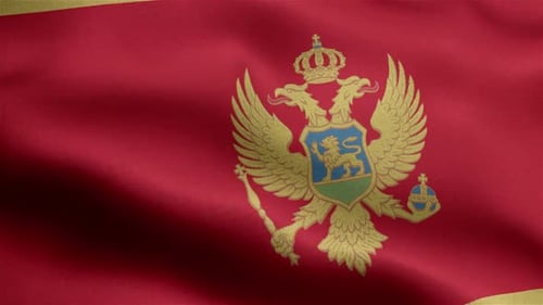Montenegro National Flag Waving Realistic Loop