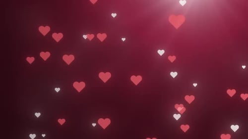 Floating Red and White Hearts Loop Background