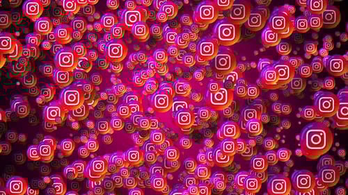 Floating 3D Instagram Logo Icons Social Media Background