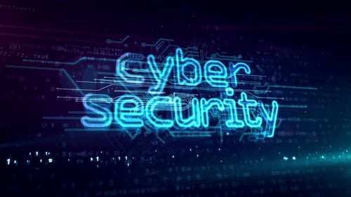 Neon Cyber Security Text with Futuristic Circuit Board Animation