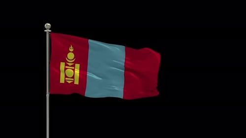 Realistic 3D Animation of Mongolia National Flag Waving