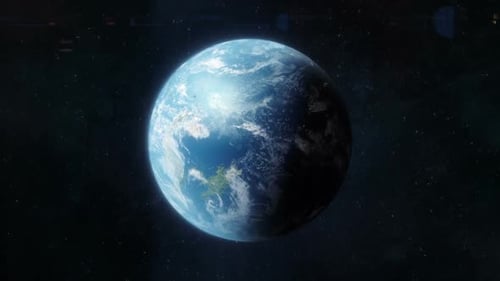Planet Earth Rotating in Space with Glowing Light