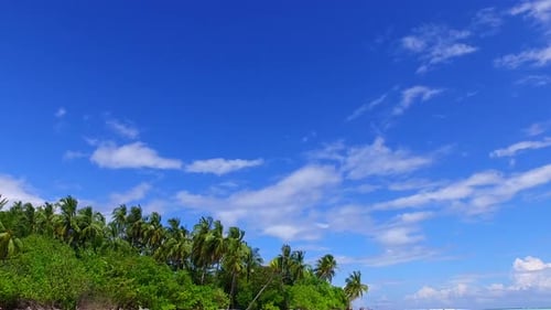 Empty landscape of marine coast beach voyage by blue sea and sand background near surf