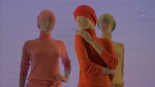Mannequins Wearing Turtlenecks and Knit Caps in Display