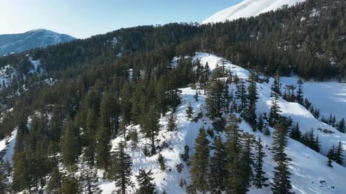 Winter landscape high in the mountains aerial view 4 K