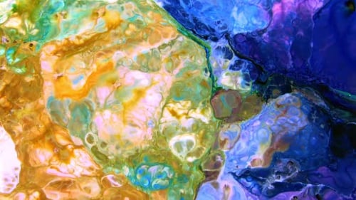 Abstract Fluid Art with Gold, Turquoise, Blue, and Purple