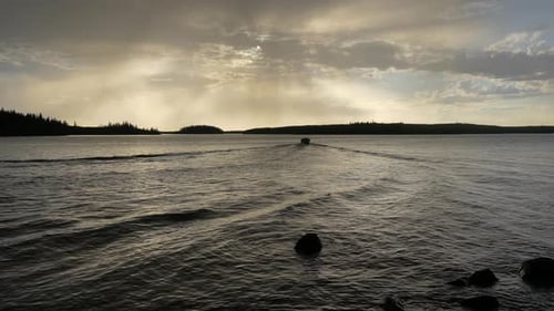 Boat sailing on a lake