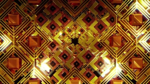 Abstract Golden Geometric Tunnel Animation Background Loop