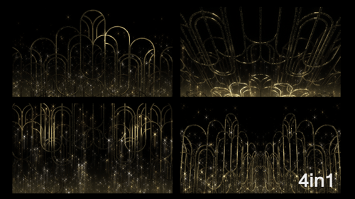 Pacote com 4 fundos em forma de curva Art Déco