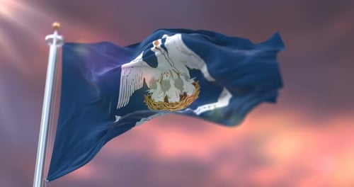Waving Louisiana State Flag with Realistic Fabric Animation
