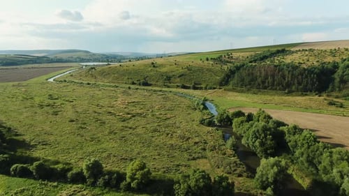 Forest and Fields Captured By Slow Drone