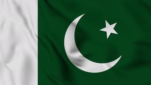 Seamlessly Waving Flag of Pakistan with National Emblem
