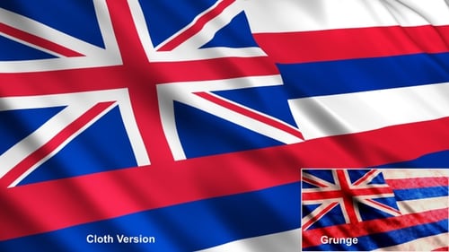Hawaii Flag Waving Seamless Loop with Clean and Grunge Versions