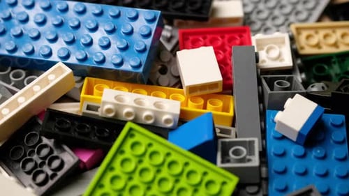 Pile of Colorful Plastic Building Blocks Toy Bricks