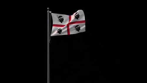 Seamless Looping Waving Flag of Sardinia with Alpha