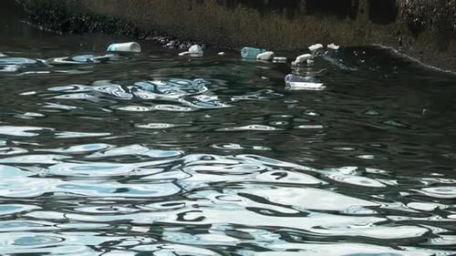 Bouteilles en plastique dans la pollution des eaux de mer