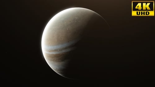 Realistic Rotating Gas Giant Planet in Deep Space Animation