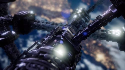 Earth and Outer Space Station Iss