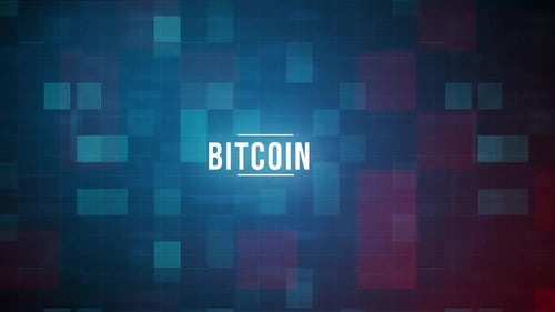 Modern Technology Grid Background with Animated Bitcoin Title Reveal
