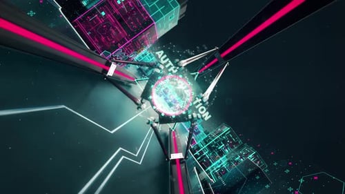 Futuristic Digital City Cybersecurity Text Reveal