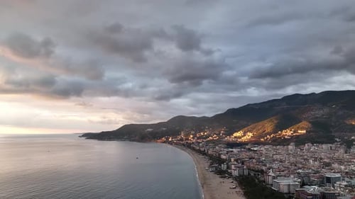 Cloudy Sunset at Sea Turkey Alanya 4 K
