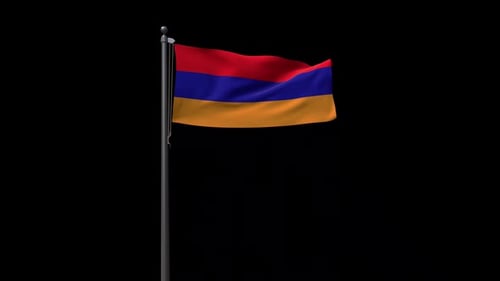 Armenian Flag Waving on a Pole Animation