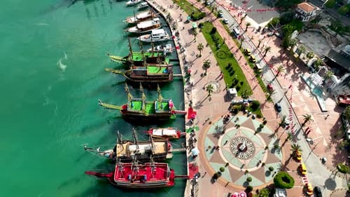 Pirate Harbor aerial view Turkey Alanya 4 K