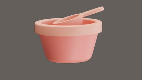 3D Animated Pink Pot with Scoop for Beauty Product