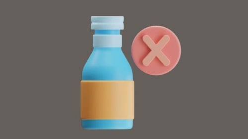 Animated 3D Medical Bottle with Red Cross Mark