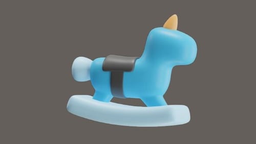 3D-Animation eines klassischen Schaukelpferdes für zeitlosen Spielspaß