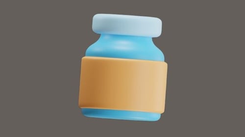 Rotating 3D Medical Vial with Label