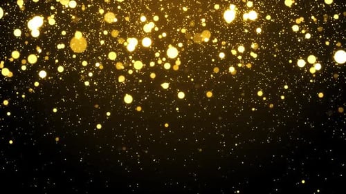 Golden Glitter Particles Falling Bokeh Background
