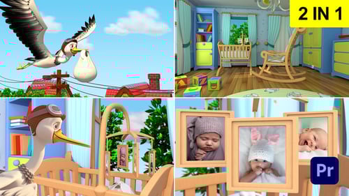 Stork and baby (2 in 1) I MOGRT