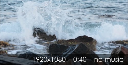 Waves Crashing on Rocky Shoreline
