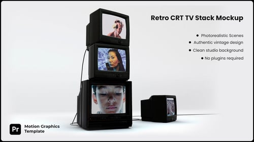 Retro CRT TV Stack Mockup PP